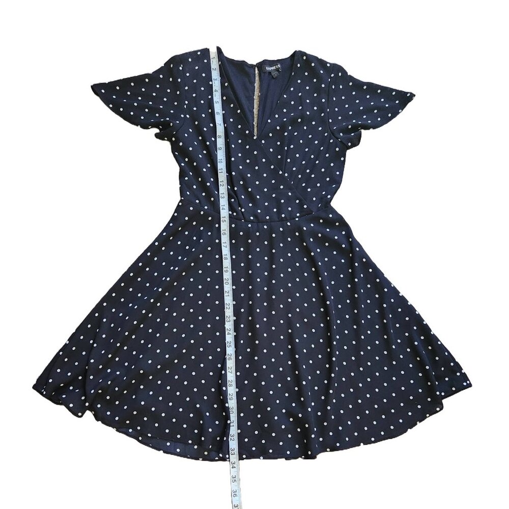 Express Polka Dot Flutter Sleeve Fit & Flare Dres… - image 4